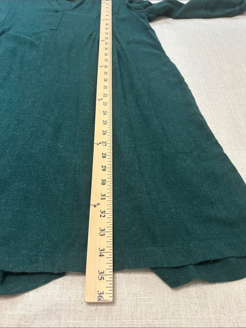 J. Jill Pintuck Henley Swing Trapeze Dress Forest Green Long Sleeve Poet Midi - Picture 11 of 13